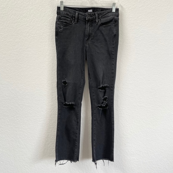 Paige Jacqueline Straight Crop Jeans Distressed 25 - Picture 2 of 8